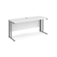 Maestro 25 straight desk 1600mm x 600mm - silver cable managed leg frame and white top
