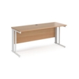 Maestro 25 straight desk 1600mm x 600mm - white cable managed leg frame and beech top