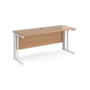 Maestro 25 straight desk 1600mm x 600mm - white cable managed leg frame and beech top