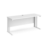 Maestro 25 straight desk 1600mm x 600mm - white cable managed leg frame and white top