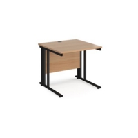 Maestro 25 straight desk 800mm x 800mm - black cable managed leg frame and beech top