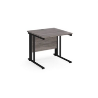 Maestro 25 straight desk 800mm x 800mm - black cable managed leg frame and grey oak top