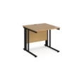 Maestro 25 straight desk 800mm x 800mm - black cable managed leg frame and oak top