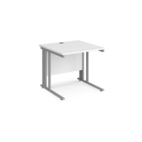 Maestro 25 straight desk 800mm x 800mm - silver cable managed leg frame and white top