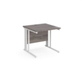 Maestro 25 straight desk 800mm x 800mm - white cable managed leg frame and grey oak top