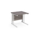 Maestro 25 straight desk 800mm x 800mm - white cable managed leg frame and grey oak top