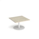 Monza square coffee table with flat round white base 800mm - made to order