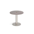 Monza circular dining table 800mm with central circular cutout 80mm - grey oak