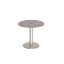 Monza circular dining table 800mm with central circular cutout 80mm - grey oak
