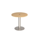 Monza circular dining table 800mm with central circular cutout 80mm - oak
