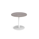 Monza circular dining table with flat round white base 800mm - grey oak