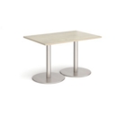 Monza rectangular dining table with flat round brushed steel bases 1200mm x 800mm - made to order