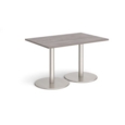Monza rectangular dining table with flat round brushed steel bases 1200mm x 800mm - grey oak