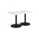 Monza rectangular dining table with flat round black bases 1200mm x 800mm - white