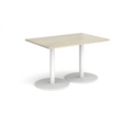 Monza rectangular dining table with flat round white bases 1200mm x 800mm - made to order