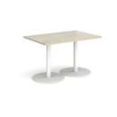 Monza rectangular dining table with flat round white bases 1200mm x 800mm - made to order