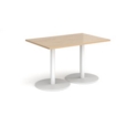 Monza rectangular dining table with flat round white bases 1200mm x 800mm - kendal oak