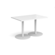 Monza rectangular dining table with flat round white bases 1200mm x 800mm - white