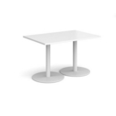 Monza rectangular dining table with flat round white bases 1200mm x 800mm - white