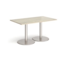 Monza rectangular dining table with flat round brushed steel bases 1400mm x 800mm - made to order