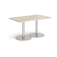 Monza rectangular dining table with flat round brushed steel bases 1400mm x 800mm - made to order