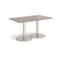 Monza rectangular dining table with flat round brushed steel bases 1400mm x 800mm - barcelona walnut