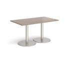 Monza rectangular dining table with flat round brushed steel bases 1400mm x 800mm - barcelona walnut