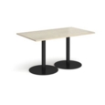 Monza rectangular dining table with flat round black bases 1400mm x 800mm - made to order