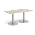 Monza rectangular dining table with flat round brushed steel bases 1600mm x 800mm - made to order