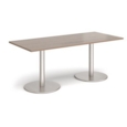 Monza rectangular dining table with flat round brushed steel bases 1800mm x 800mm - barcelona walnut
