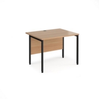 Maestro 25 straight desk 1000mm x 800mm - black H-frame leg and beech top