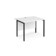 Maestro 25 straight desk 1000mm x 800mm - black H-frame leg and white top