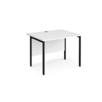Maestro 25 straight desk 1000mm x 800mm - black H-frame leg and white top