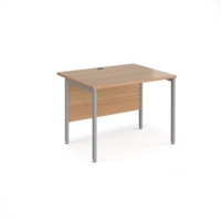 Maestro 25 straight desk 1000mm x 800mm - silver H-frame leg and beech top