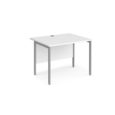 Maestro 25 straight desk 1000mm x 800mm - silver H-frame leg and white top