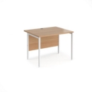 Maestro 25 straight desk 1000mm x 800mm - white H-frame leg and beech top