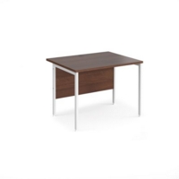 Maestro 25 straight desk 1000mm x 800mm - white H-frame leg and walnut top