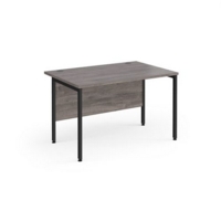 Maestro 25 straight desk 1200mm x 800mm - black H-frame leg and grey oak top