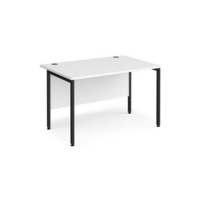 Maestro 25 straight desk 1200mm x 800mm - black H-frame leg and white top