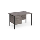 Maestro 25 straight desk 1200mm x 800mm with 2 drawer pedestal - black H-frame leg and grey oak top