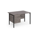Maestro 25 straight desk 1200mm x 800mm with 3 drawer pedestal - black H-frame leg and grey oak top