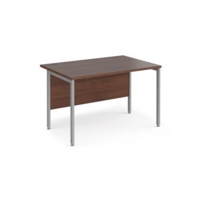 Maestro 25 straight desk 1200mm x 800mm - silver H-frame leg and walnut top