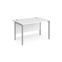 Maestro 25 straight desk 1200mm x 800mm - silver H-frame leg and white top