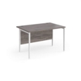 Maestro 25 straight desk 1200mm x 800mm - white H-frame leg and grey oak top