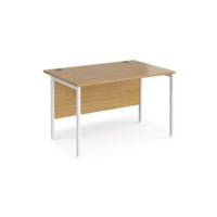 Maestro 25 straight desk 1200mm x 800mm - white H-frame leg and oak top