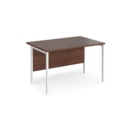 Maestro 25 straight desk 1200mm x 800mm - white H-frame leg and walnut top