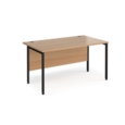 Maestro 25 straight desk 1400mm x 800mm - black H-frame leg and beech top