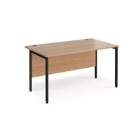 Maestro 25 straight desk 1400mm x 800mm - black H-frame leg and beech top