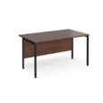 Maestro 25 straight desk 1400mm x 800mm - black H-frame leg and walnut top