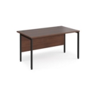 Maestro 25 straight desk 1400mm x 800mm - black H-frame leg and walnut top